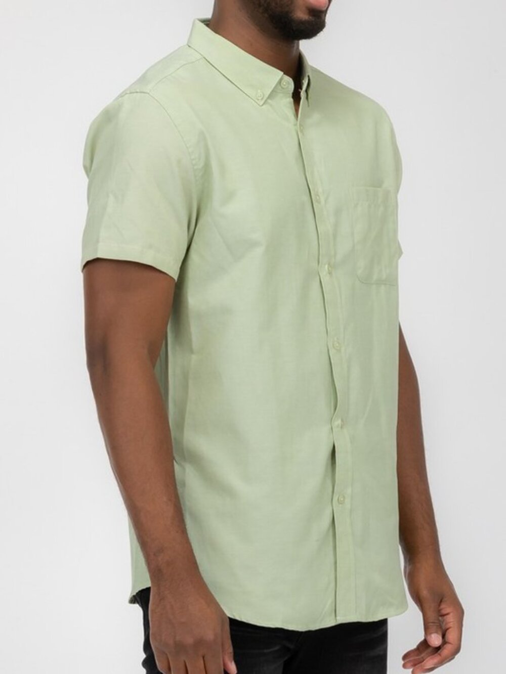 Men's Size Large Green Short Sleeve Collared Button Front Shirt  Brand Weiv